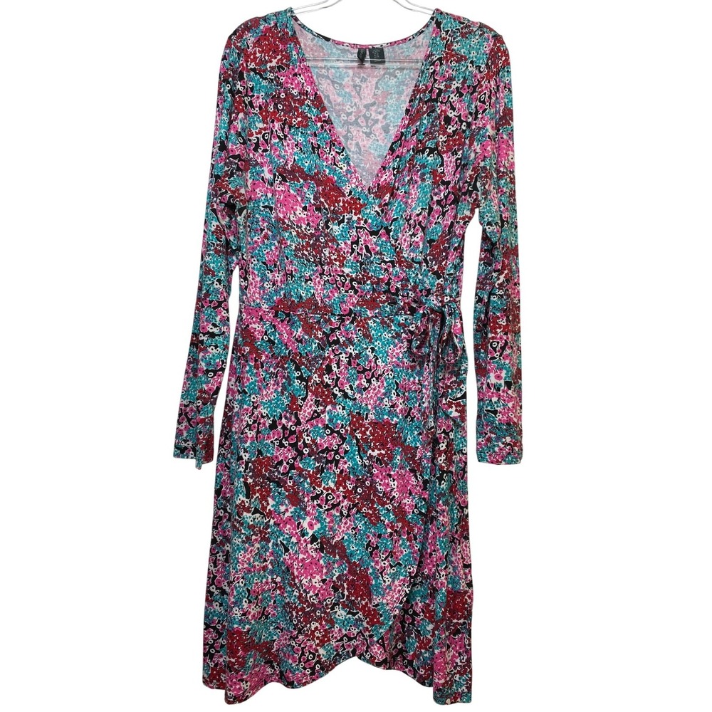 Wrap Dress Floral‎ Print Size XL Boho Sexy Classic Date Stretch Feminine Party